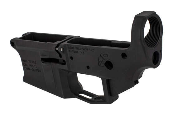 Aero Precision stripped M4E1 AR lower receiver with threaded tension screw and threaded bolt catch pin